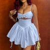 Hollow Ruched  Dress Women Square Collar Lace-up Shoulder Strap Backless Sleeveless Ruffles Street Trend Mini Bodycon
