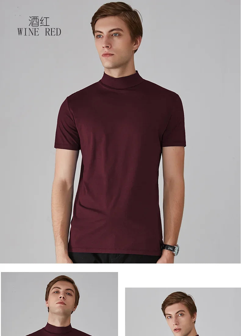 Long Sleeve T-shirt Thermal Underwear Tops Men Winter Clothes Thermal Shirt Autumn Men's Winter Tights High Neck Thin Slim Fit