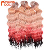 FASHION IDOL 24-Zoll Häkelhaar Synthetische Wasserwelle Flechthaarverlängerungen Ombré Regenbogenfarbe Kunsthaar Deep Wave Lockenhaar