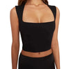Deep Square Collar Vests 2025 Summer New Fashion Sexy Women's Crop Tops Sling Vest Camis