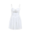 Hollow Ruched  Dress Women Square Collar Lace-up Shoulder Strap Backless Sleeveless Ruffles Street Trend Mini Bodycon