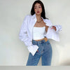 Zadily 2025 Summer Korean Style Long Sleeve White Shirt Women Sexy Button Ladies Crop Tops Blouse Street New In Female Clothing