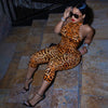 Blumendruck Sommer Caprihosen Jumpsuits Damen Sexy Ärmellose Schnürung Neckholder Rückenfrei Geraffte Peach Hips Slim Rompers