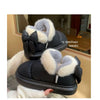 Bow Knot Short Ankle Snow Boots Women Winter Plush And Thick Insulation Waterproof PU Cotton Household Shoes Home Slipper Women
