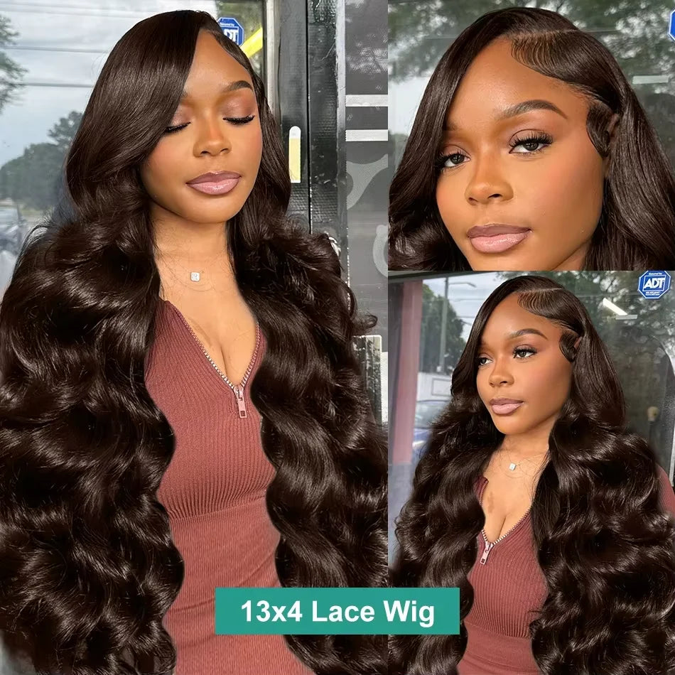 Bone Straight 13x6 Lace Frontal Wig 18-46 Inch 220 Density #4 Chocolate Brown HD Lace Front Brazilian Human Hair Wig For Women