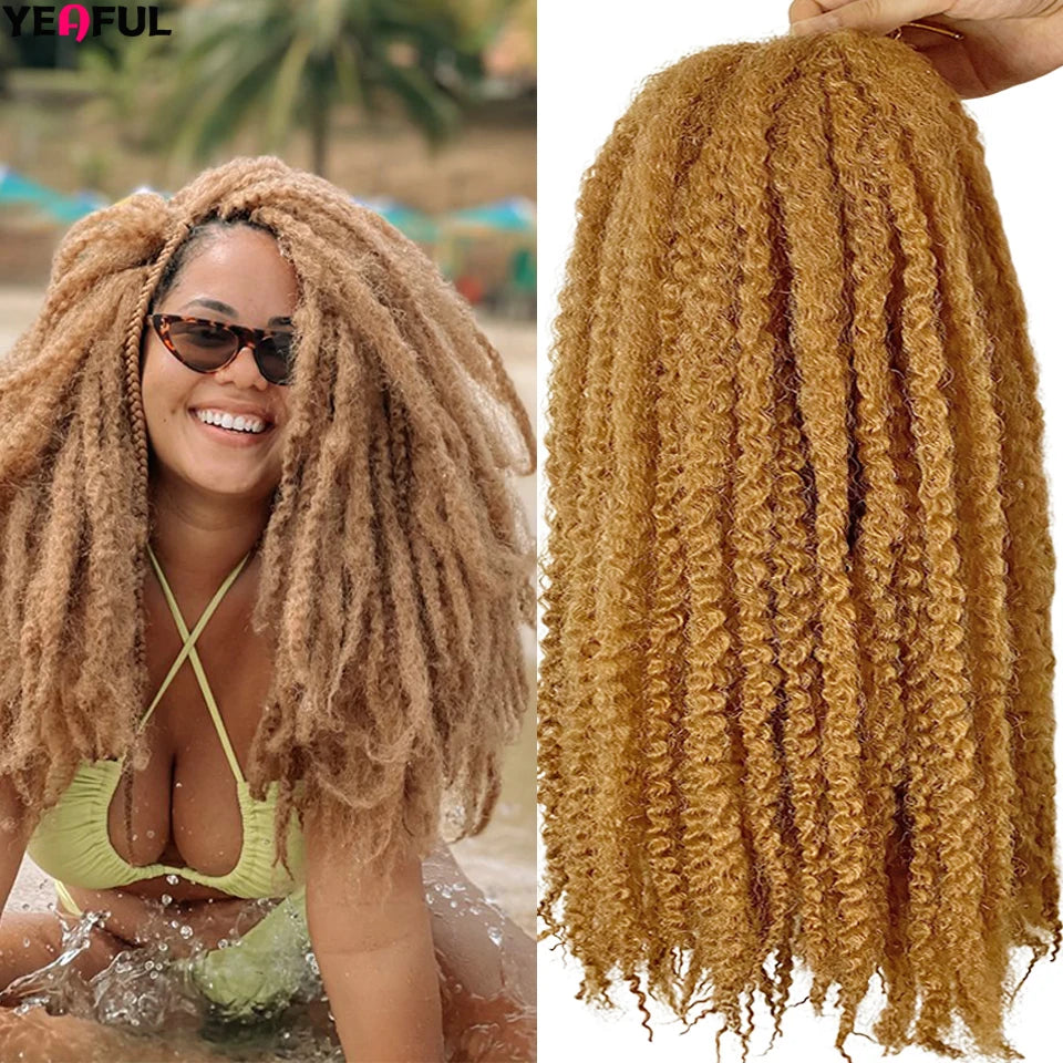 Yeaful 18 Inch Synthetic Marley Twist Braiding Hair Red Black Brown Ginger Bug Blonde #4 Pre Looped Marley Twists Crochet Hair