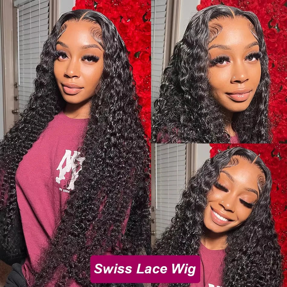 13X4 13X6 Water Wave Hd Transparent Lace Front Wigs Deep Wave Lace Frontal Pre Plucked Curly Human Hair Wigs 250 Density