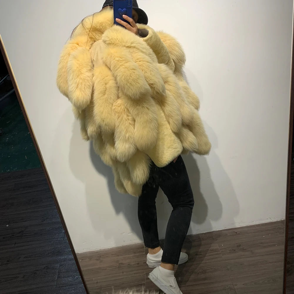 GO BALLISTIC YA Fox Fur Coat 2023 Winter New Natural Fur Clothing Fur Outwear 7337