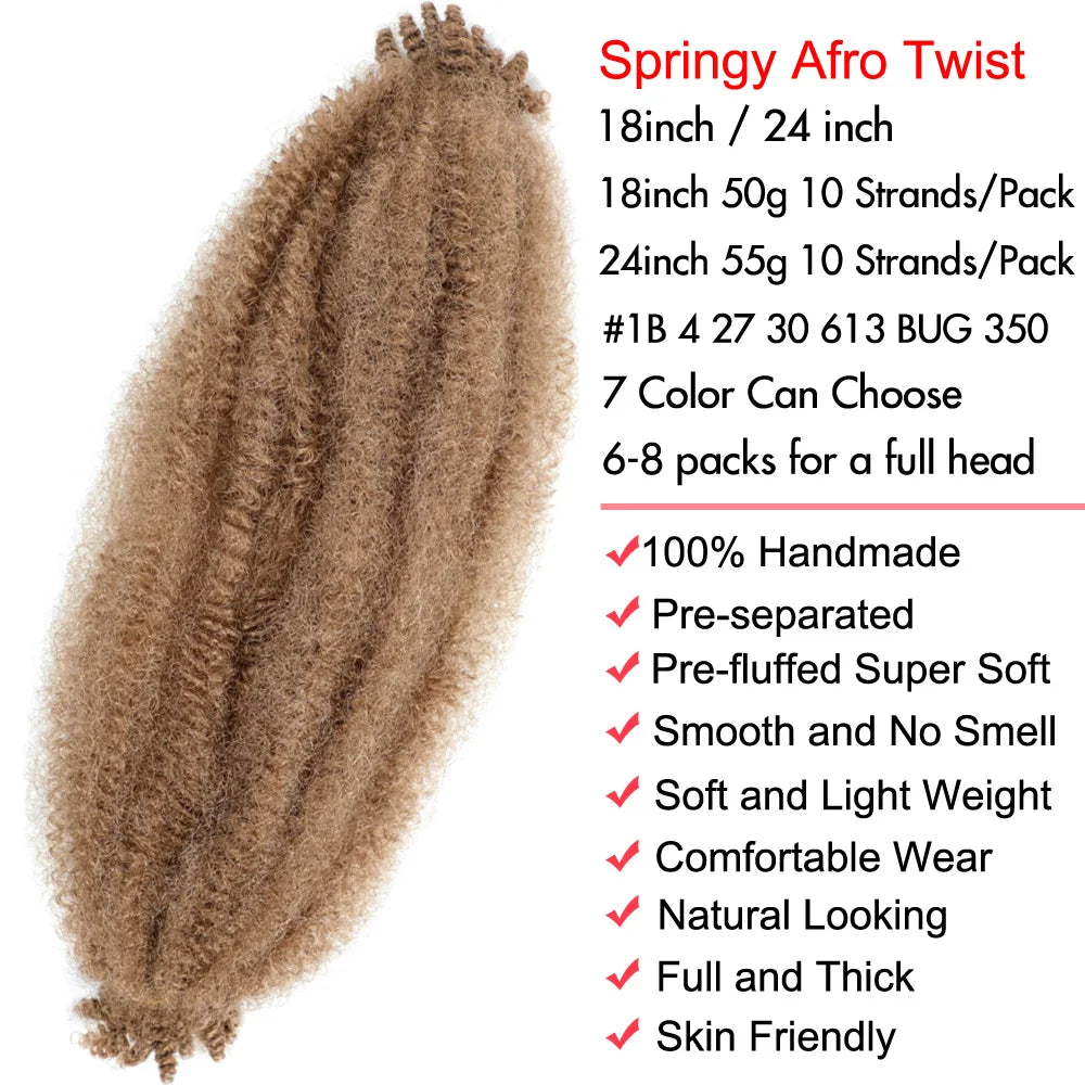 24 Zoll Kinky Afro Springy Braiding Crochet Hair 18 Zoll Marley Kinky Crochet Braids Hair Soft Afro Kinky Twist Crochet Braid Hair