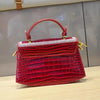 Fashion Diamonds Women Handbags 2023 Red Genuine Leather Lady Shoulder Messenger Bag Crocodile Pattern Portable Shell Tote Bags