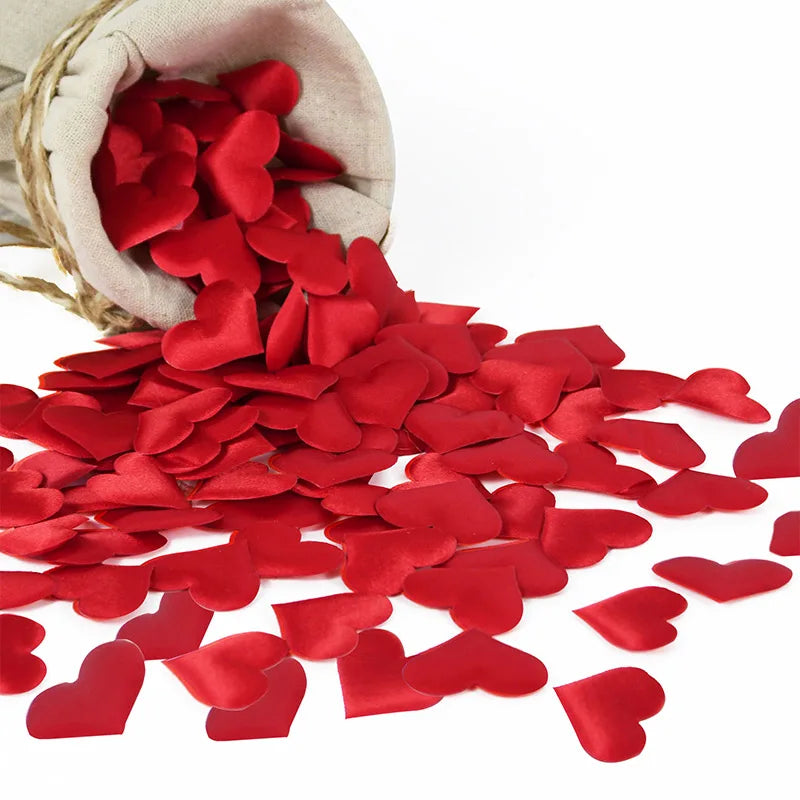 100/200 Stück künstliche Liebe Herz Blütenblätter Valentinstag Hochzeit Party Konfetti Blütenblätter Schwamm Satin Stoff Tisch Bett Dekorationen