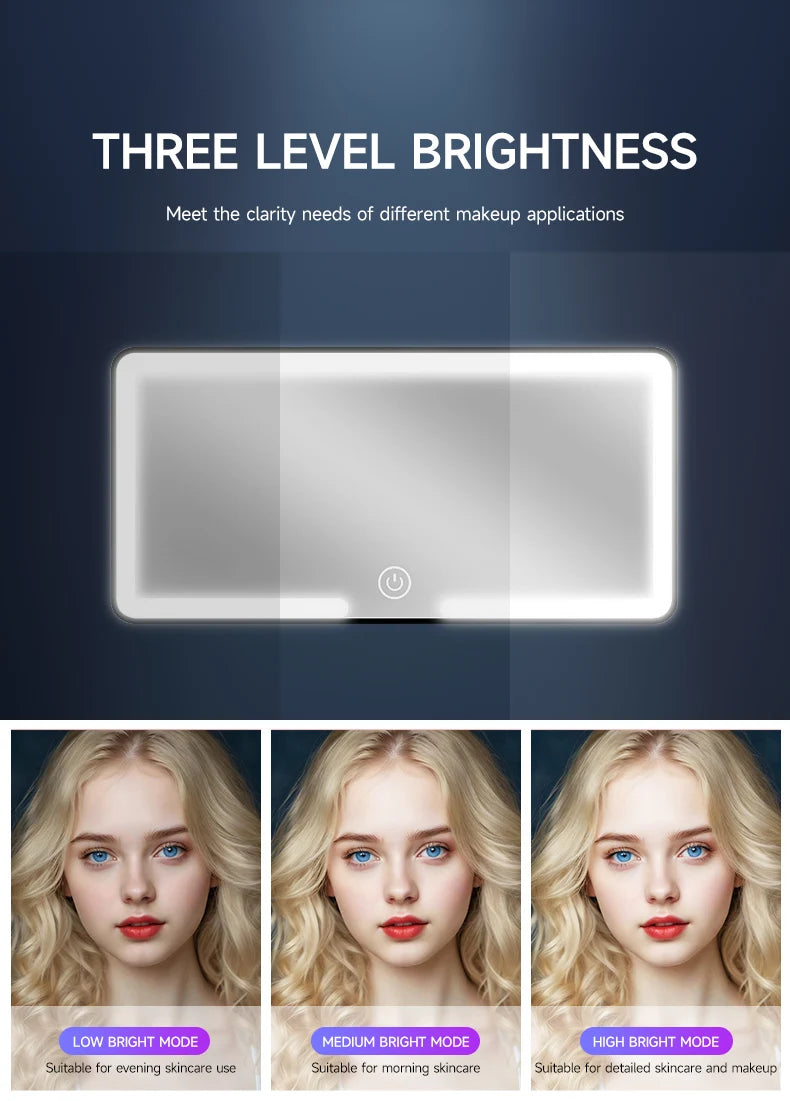 Car Interior Mirrors Sun Visor Plate LED HD Makeup Mirror for Girls Women Rechargeable Fill Light Universal Thin Vanity Mirror