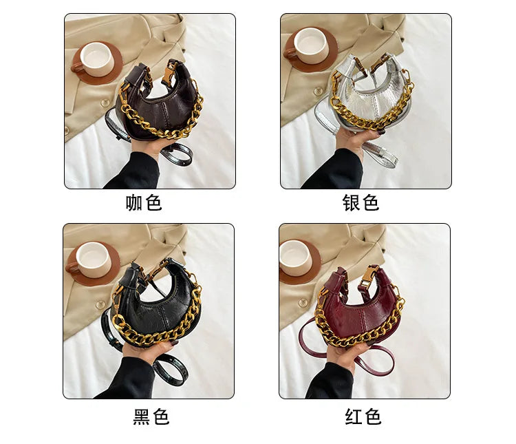 2024 Herbst Winter Mini Umhängetaschen für Damen Luxus Halbmond-Handtaschen für Damen Handtaschen mit Griff Weibliche kleine Tasche