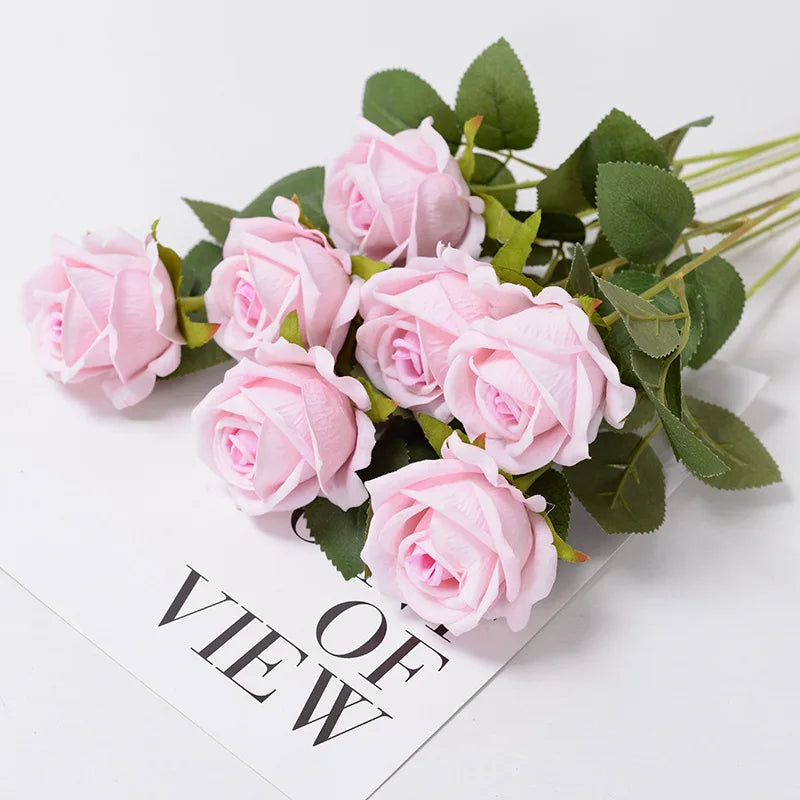3/5/10/20 Stk. Rosen Künstliche Blumen Rosenzweig Künstliche Rote Rosen Realistische Kunstrosen für Hochzeits-Heimdekoration