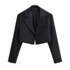 Autumn Notched Collar Open Stitching Blazer Vintage Women Full Sleeve High Waist Short Suit Cool Girl Coat Outwear