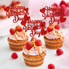 YOMDID 24tlg. Happy Valentines Day Cupcake Toppers Glitzer Rot Dekorationen Valentinstag Cupcake Spieße Geschenk zum Valentinstag