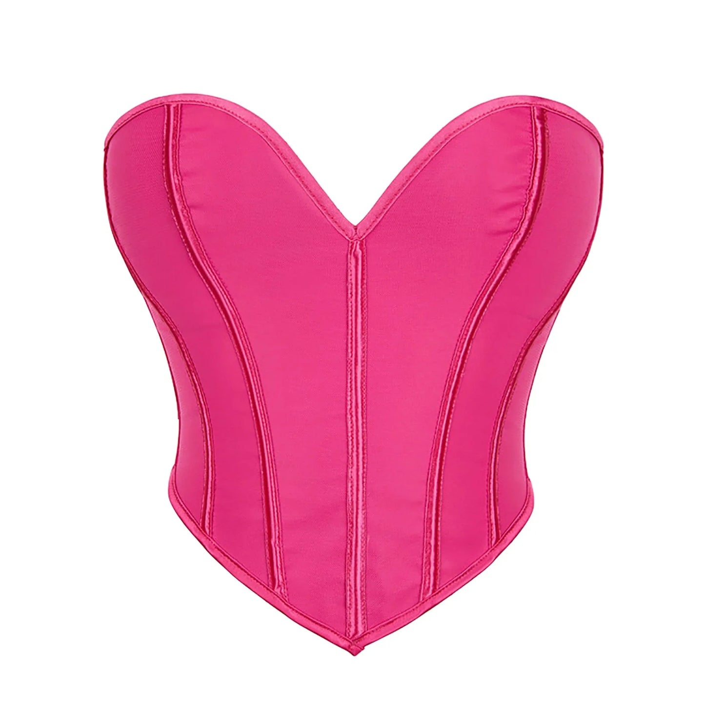 Women'S Strapless Solid Bustier Corset Fishbone Push Up Waist Trainer Crop Tops Sleeveless Backless Padded Bandeau Bikini Top