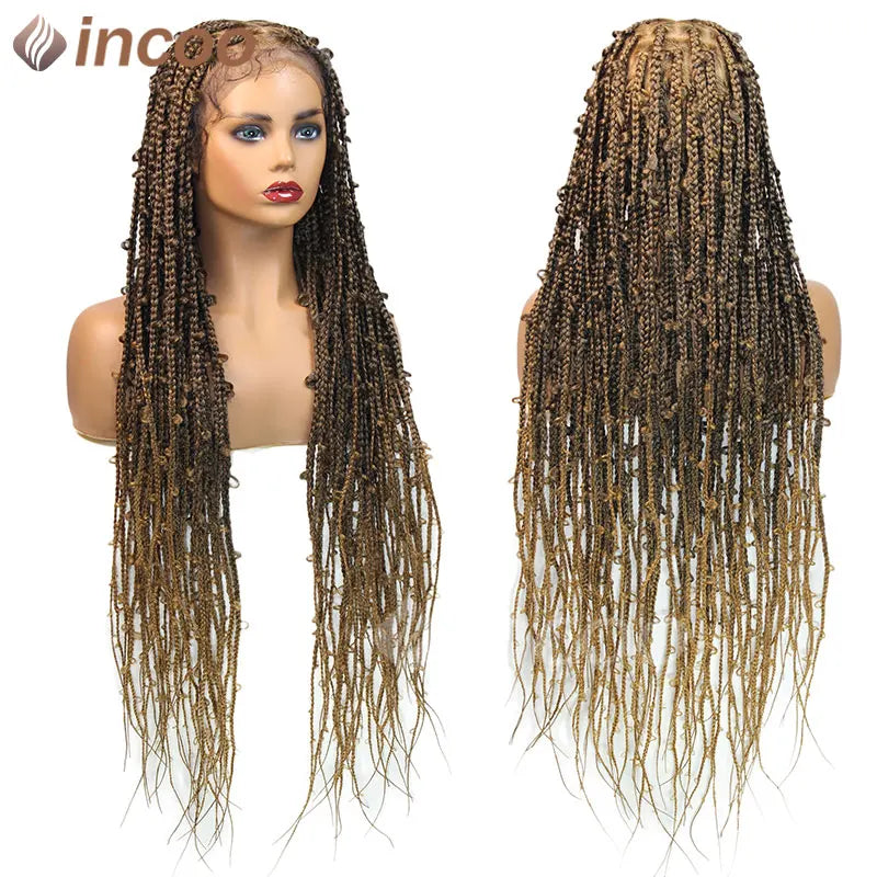 36 Zoll Synthetische Spitze Geflochtene Perücken Schmetterlingszöpfe Spitzenperücke für schwarze Frauen Zopfperücken im Ausverkauf Box Braids Spitzenperücke