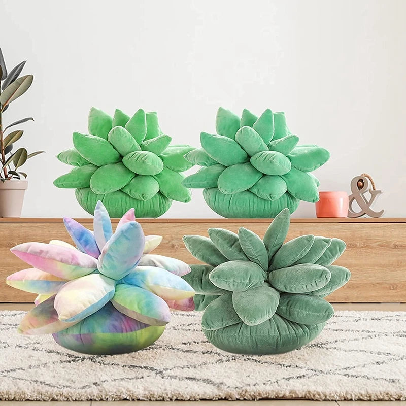 Inyahome 3D Sukkulenten-Kissen Kaktus Plüsch Blumenpflanze Geformtes Kissen für Wohnzimmer-Dekoration Neuartige Dekoration Pflanzen-Deko