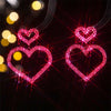 FYUAN Pink Black Heart Rhinestone Drop Earrings for Women Geometric Crystal Dangle Earrings Party Jewelry