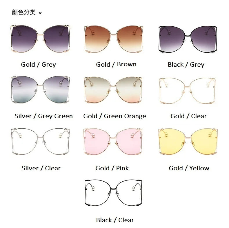 Fashion Model Ocean Gelb Quadratische Sonnenbrille Damen Luxusmarke Oversized Shades Perle Chic Sonnenbrille für Damen Herren Oculos