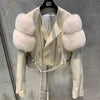 GO BALLISTIC YA Women Leather Jacket With Fur Sleeve Fashion Ladies Crop Jacket