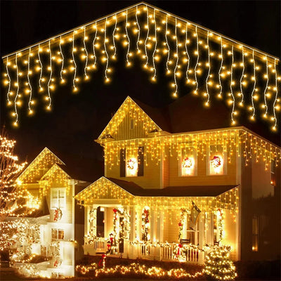 Weihnachtslichterketten Wasserfall Außendekoration 5M Abhänge 0,4-0,6m Led Lichtervorhang Lichterketten Partygarten Traufendekoration