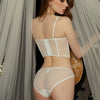 French Ladies Transparent Mesh Corset Sexy Shaper Thin Bra Set Night Club Sweet Cropped Top Girls Hot Bra and Panties Bralette