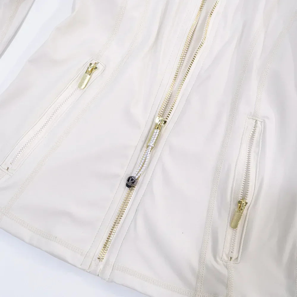 Slimming Zipper Jacket Yoga Collar Lightweight Quick Dry Sporty Thin Rose Gold Evening Summer Outerwear for Active Living