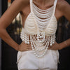 Fashion Pearl Beading Tops Wpmen V-neck Handmade Bra Top Ladies Party Female Elegant Beaded Vest Tops