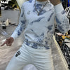 Trend Vielseitig Frühling Herbst Neu Herren O-Ausschnitt Graffiti-Druck Kontrastfarbe Mode Luxus Lässig Langarm Sweatshirts Oberteile