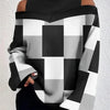2024Damen Langarm Rollkragenpullover Damen Sexy schulterfrei ausgehöhlte lockere bedruckte T-Shirts 2024 Herbst Mode T-Shirt Top