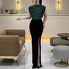 Spring Sequined Patchwork Sleeveless Long Dress Casual Party Draped Split O Neck Sequin Splicing Party Dress 2025
