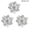 3/10Stück 14cm Weihnachtsblumen Glitzer Rot Gold Blütenkopf Weihnachtsbaumschmuck Neujahrsdekorationen für Zuhause Navidad Noel Geschenke