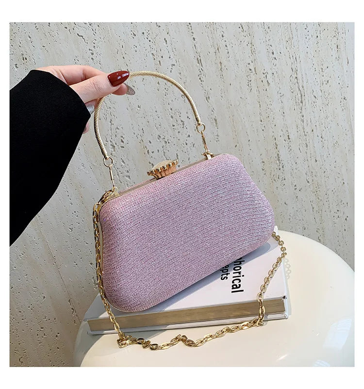 Luxus-High-Design Damen-Abendtasche Party-Bankett Glitzertasche für Damen Hochzeitsclutch Handtasche Umhängetasche mit Kette Bolsas