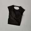 Sexy Kurzes Rückenfreies Sport-T-Shirt mit festem Brustpolster Damen Eng Anliegendes Schnell Trocknendes Schlankmachendes Yoga-Top