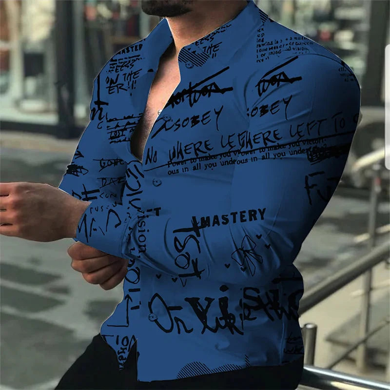 Men's Shirt Fashion Casual White Black Casual Sports English Letters Soft Comfortable Lapel Spring Summer 2023 New Hot Sale XL