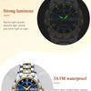 POEDAGAR Luxuriöse Damen-Kleideruhr, leuchtend, wasserdicht, Wochen- und Datumsanzeige, Damenarmbanduhr, Edelstahl-Damenquarzuhr reloj+box