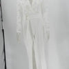 Weißer Overall Damen, elegant, Spitze, lang, Einteiler, hohe Taille, Federn, Y2k, sexy, Hochzeitsfeier, Abend, Jumpsuit