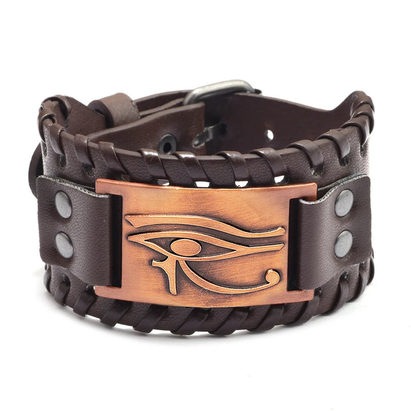 New Retro Wide Leather Pirate Compass Bracelet Men's Bracelet Celtic Viking Jewelry Compass Bracelet Accessories Party Gifts
