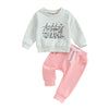 Casual New Baby Boys Long Sleeve Outfits Clothes Fashion Letter Print Sweatshirt Tops Elastic Pants Suit for Baby Fall Clothing