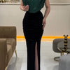 Spring Sequined Patchwork Sleeveless Long Dress Casual Party Draped Split O Neck Sequin Splicing Party Dress 2025
