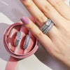 2023 New Luxury Silver Color Luxury Big Wedding Rings Set for Bridal Women Engagement Finger Party Gift Designer Jewelry R4428