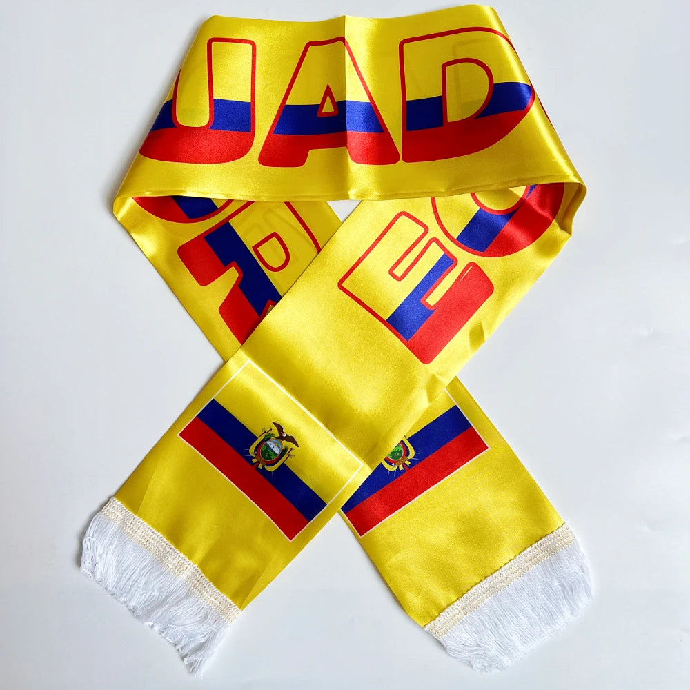 2026 Haiti  NorwayCountries Flag Scarf14x135cm Double-sided Printed Satin Haiti Flag Scarf Tassels Suitable for Football, Sports