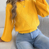 Women's Solid Color Round Neck Lantern Long Sleeve Knitted Sweaters for 2026 Autumn Winter Woman Clothes Yellow Red Khaki Tops