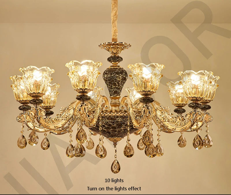 Kronleuchter Wohnzimmer Groß Luxus Kristall Lampe Esszimmer Schlafzimmer Dekoration Französischer Retro Kronleuchter Beleuchtung