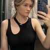 Sexy Rib-knit Tank Top for Women Summer Solid O-neck Sleeveless Crop Tops Street Vintage Korean Fashion Shirt Vest Y2K Clothes