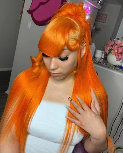 Brazilian Straight #350 Ginger Orange 13x6 HD Lace Front Human Hair Wigs 13x4 Glueless Lace Frontal Wig Closure Wigs For Women