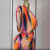New Fashion Women 2 Piece Sets Tie Dye Printed Women's Set Ruched Short Sleeve Crop Tops and Stacked Mini Skirts Set Outfit
