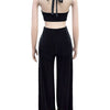 Wishyear Sexy Black Women's Halter Bandage Cross Top amd Wide Leg Pants Two 2 Piece Sets Sexy Night Club Party Evening Outfits